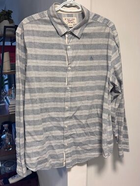Original Penguin Men's Blue Striped Button-Up Shirt